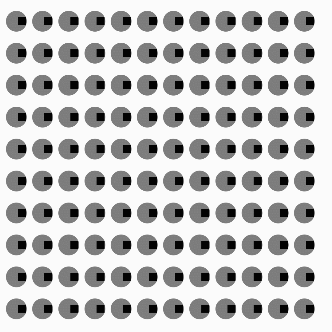 Uniform Circles around Squares - Animated GIF - Two Dimensional Motion Experiments - By Graphic Design Nick Barry