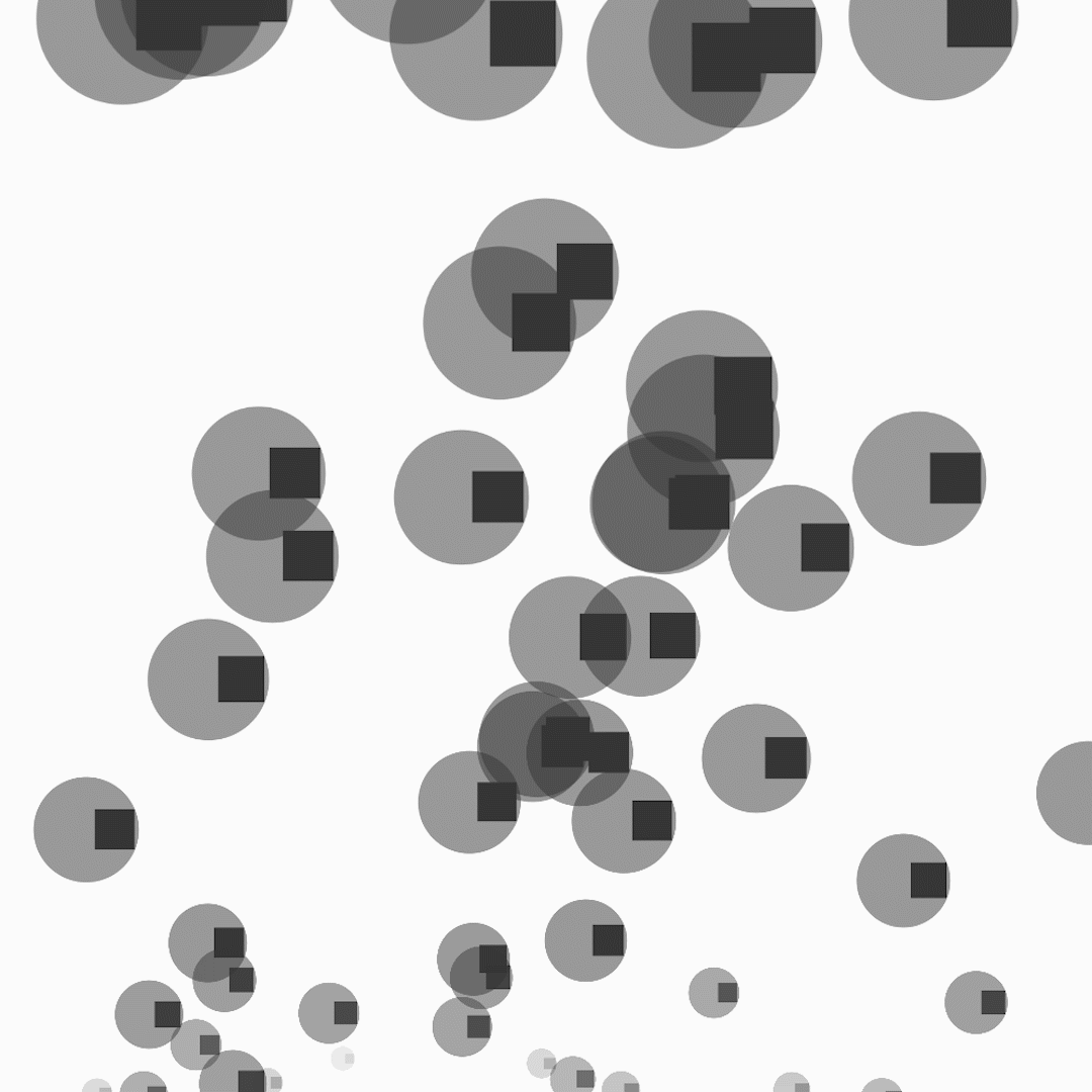 Circle around Square Particles - Animated GIF - Two Dimensional Motion Experiments - By Graphic Design Nick Barry